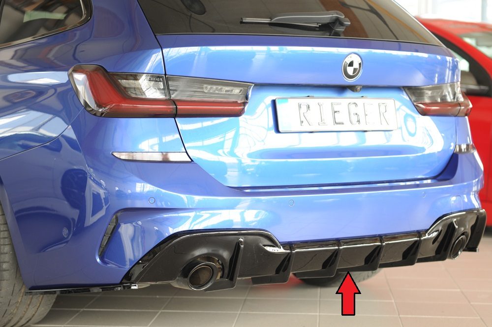 Difusor trasero Rieger para BMW Serie 3 G20/G21 (antes del facelift) – sin enganche, para las salidas de escape originales izquierda y derecha