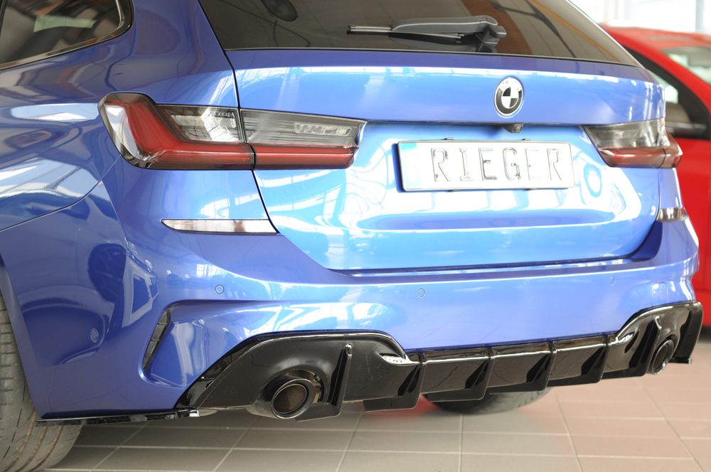 Difusor trasero Rieger para BMW Serie 3 G20/G21 (antes del facelift) – sin enganche, para las salidas de escape originales izquierda y derecha