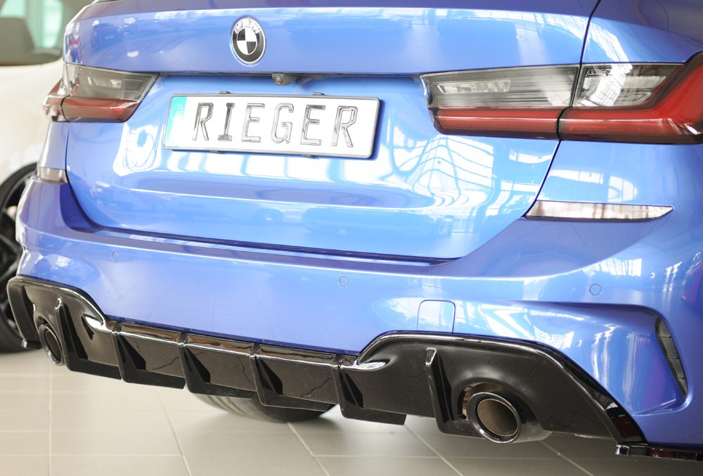 Difusor trasero Rieger para BMW Serie 3 G20/G21 (antes del facelift) – sin enganche, para las salidas de escape originales izquierda y derecha