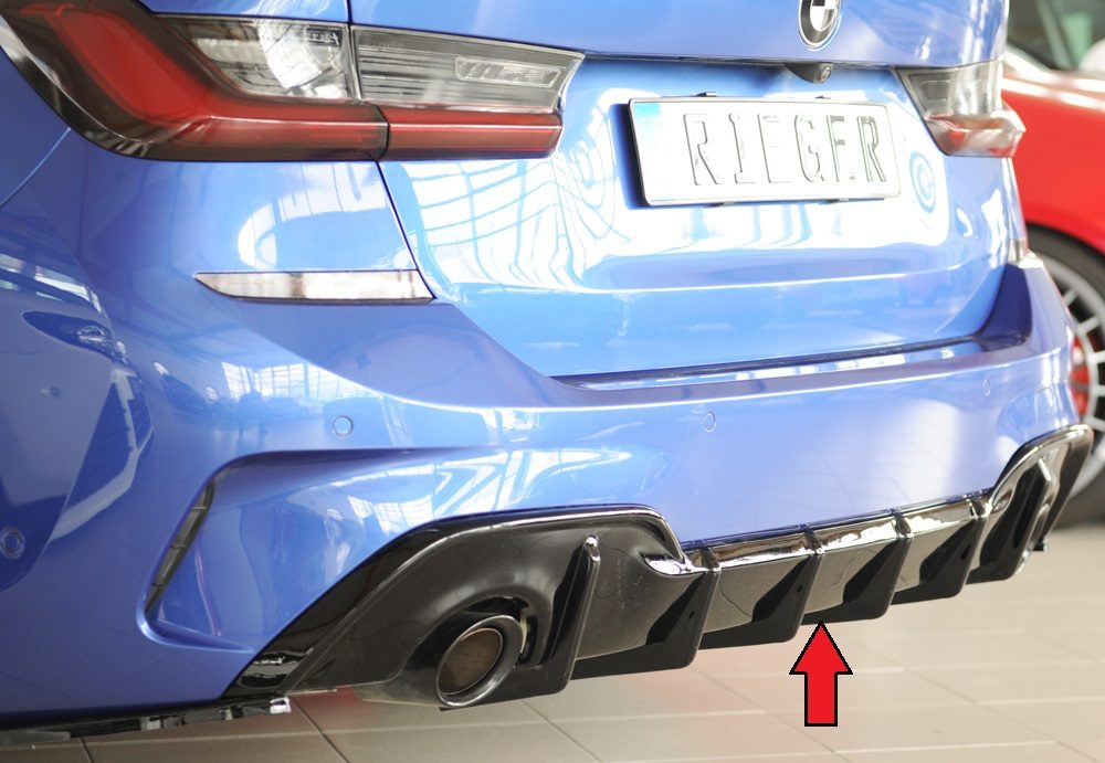 Difusor trasero Rieger para BMW Serie 3 G20/G21 (antes del facelift) – con enganche, para las salidas de escape originales izquierda y derecha