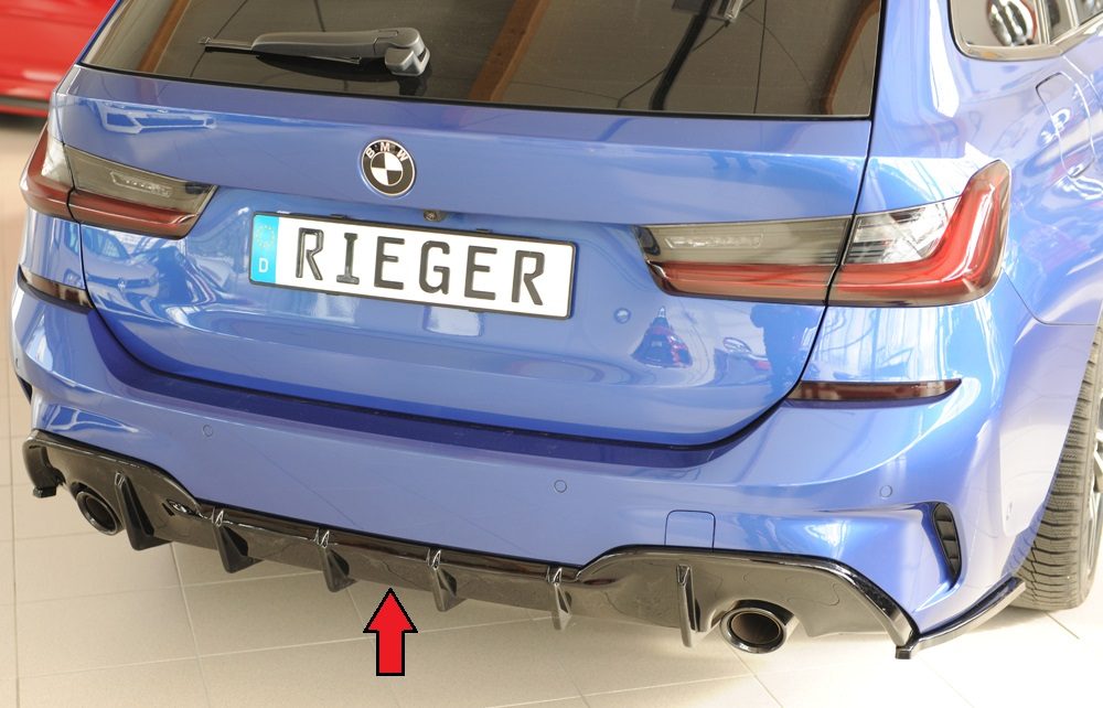 Difusor trasero Rieger para BMW Serie 3 G20/G21 (antes del facelift) – con enganche, para las salidas de escape originales izquierda y derecha