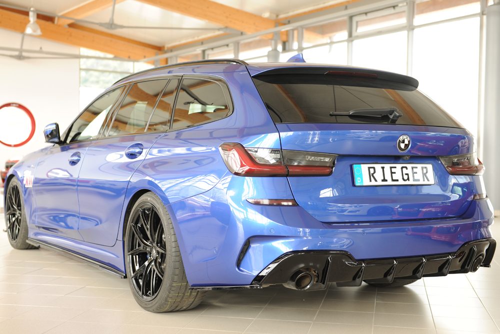 Difusor trasero Rieger para BMW Serie 3 G20/G21 (antes del facelift) – con enganche, para las salidas de escape originales izquierda y derecha