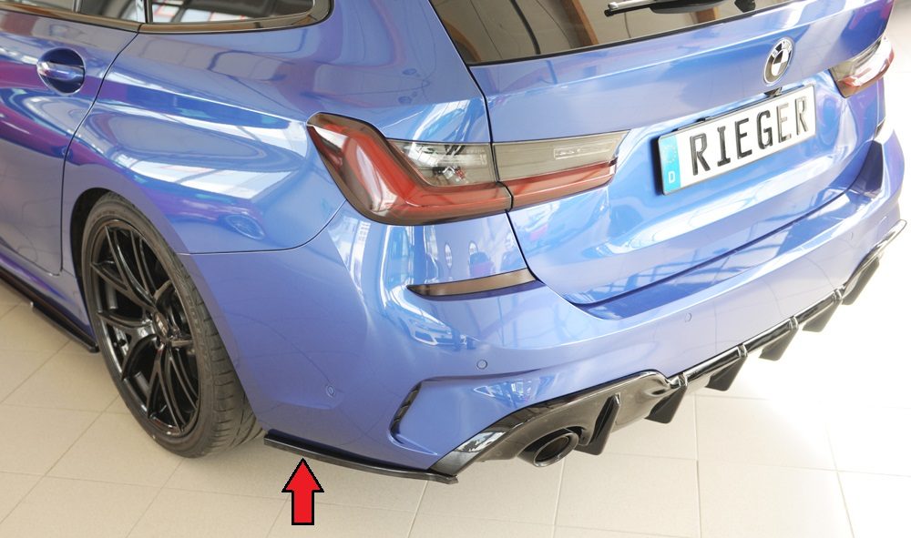 Splitter lateral trasero Rieger para BMW Serie 3 G20/G21 (antes del facelift) – solo para el difusor trasero Rieger (no vale para el M340)