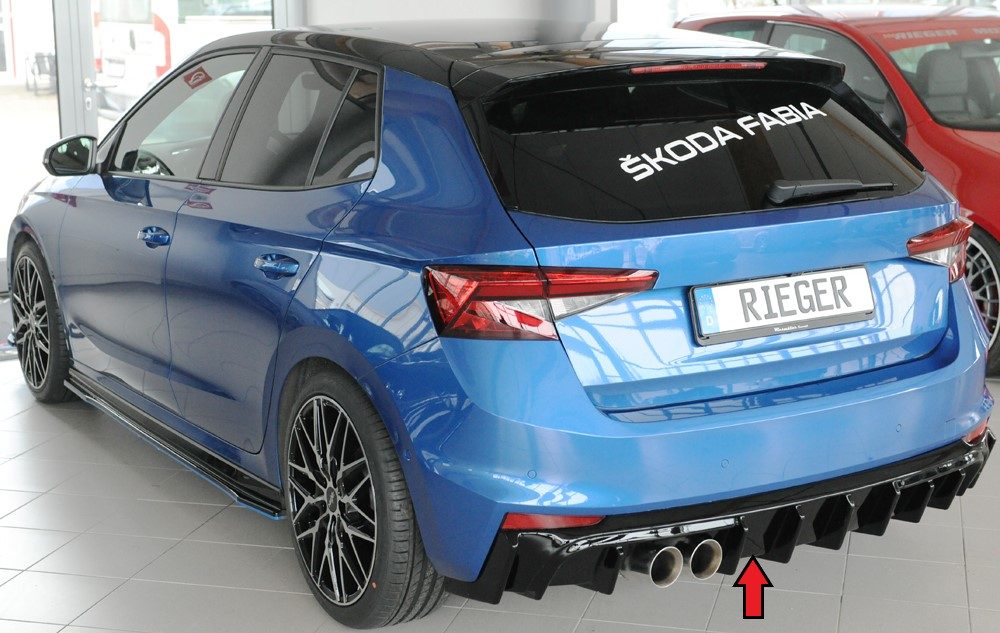 Difusor trasero Rieger para Skoda Fabia PJ – con hueco para escape deportivo a la
