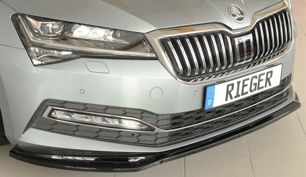 Splitter delantero Rieger para Skoda Superb 3V (después del facelift) – para el paragolpes delantero estándar original