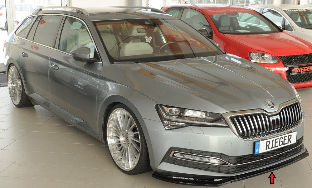 Splitter delantero Rieger para Skoda Superb 3V (después del facelift) – para el paragolpes delantero estándar original