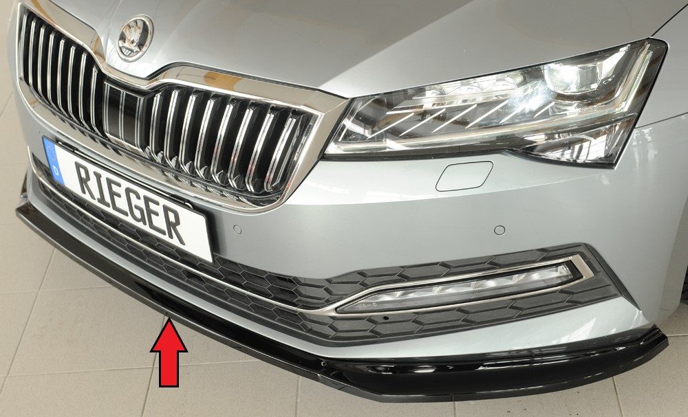 Splitter delantero Rieger para Skoda Superb 3V (después del facelift) – para el paragolpes delantero estándar original