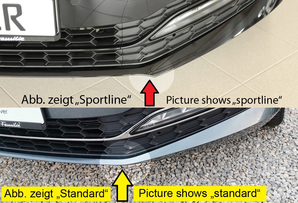 Splitter delantero Rieger para Skoda Superb 3V (después del facelift) – para el paragolpes delantero estándar original