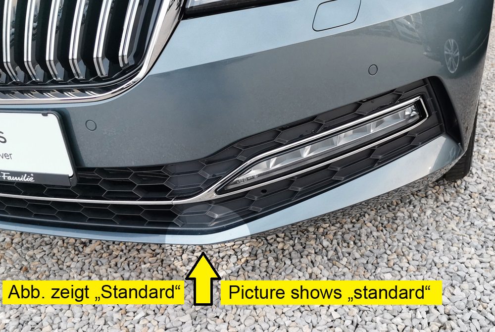 Splitter delantero Rieger para Skoda Superb 3V (después del facelift) – para el paragolpes delantero estándar original