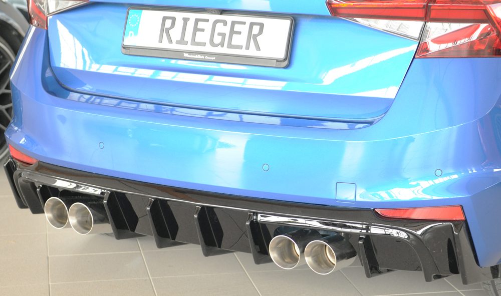 Difusor trasero Rieger para Skoda Fabia PJ – con hueco para escape deportivo a la, con hueco para escape deportivo