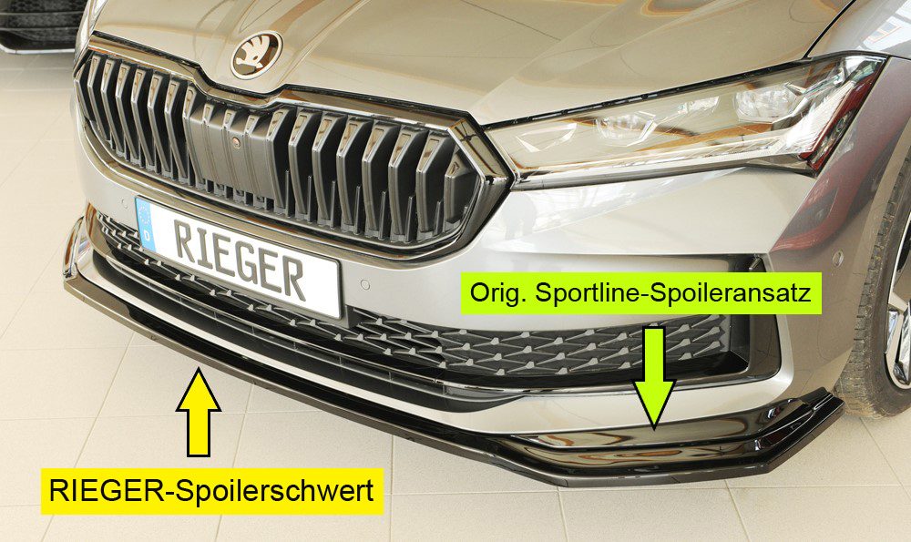 Splitter Rieger para Skoda Superb 3Y – para el paragolpes delantero original (Sportline)