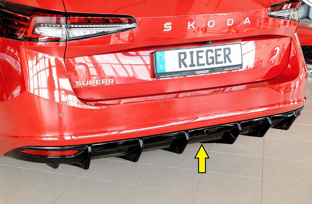 Difusor trasero Rieger para Skoda Superb 3Y – para coches con enganche, con una salida de escape a cada lado