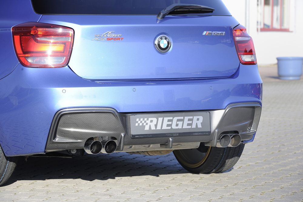 Silencioso de escape 4 × 80 mm Rieger para BMW Serie 1 F20/F21 – de canto vivo