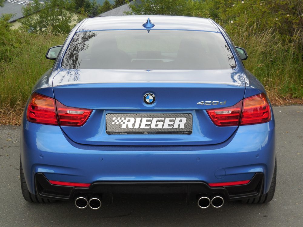 Silencioso de escape Rieger para BMW Serie 4 F32/F33/F36 (antes del facelift) – 4 × 80 mm redondas, borde enrollado, sin absorbedor (tipo 12)