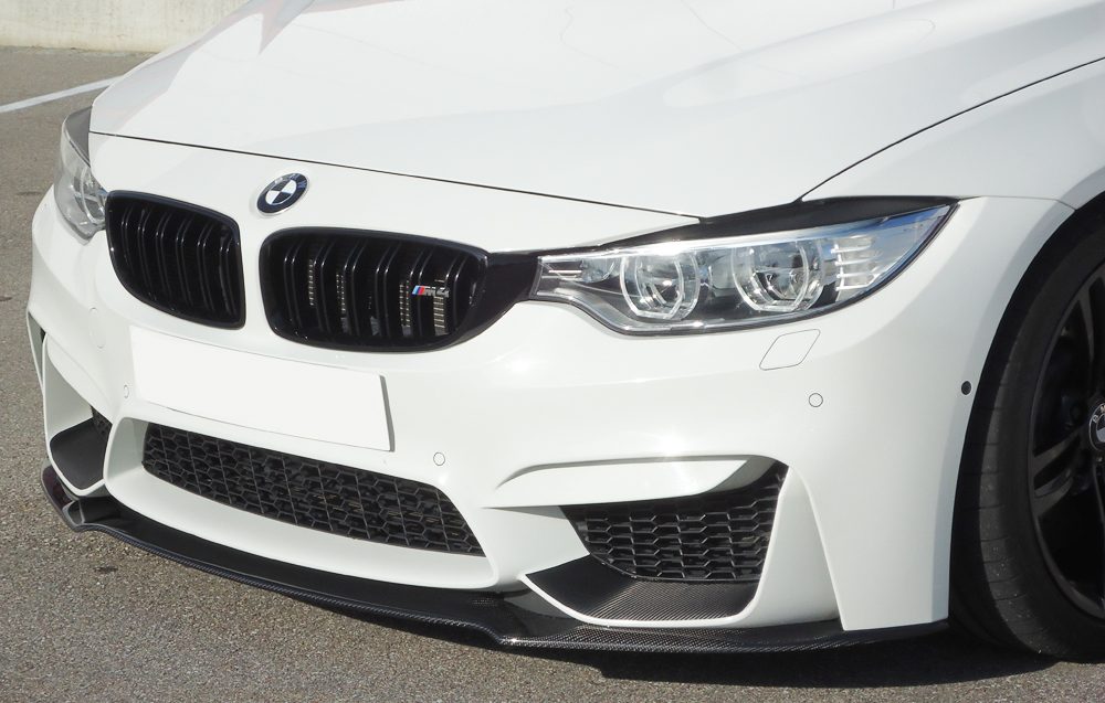 Splitter de carbono Rieger para BMW M4 F82/F83 y M3 F80 – para el paragolpes delantero original sin añadido M Performance