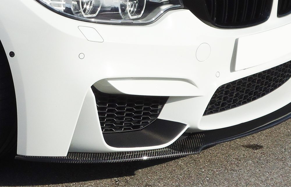 Splitter de carbono Rieger para BMW M4 F82/F83 y M3 F80 – para el paragolpes delantero original sin añadido M Performance