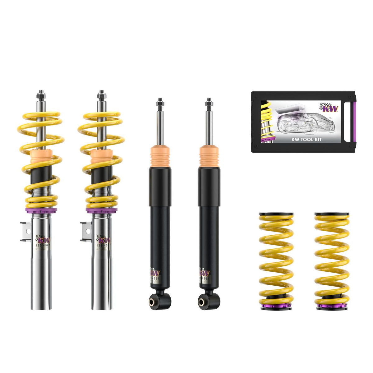 Suspensión roscada KW V1 inox Cupra Leon KL ST 2.0 TDI 110 kW / 2.0 TSI 140/180/221 kW / 1.5 TSI/eTSI 110 kW (con kit de desactivación de la amortiguación electrónica) (ref. KW102800AM)