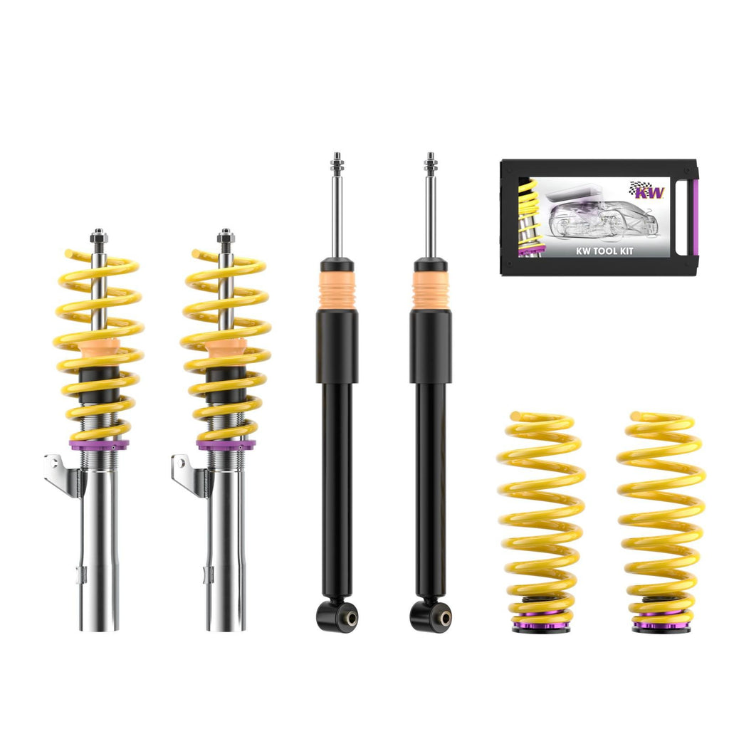 Suspensión roscada KW V2 inox Cupra Leon KL 5 puertas 2.0 TDI 110 kW / 2.0 TSI 140/180/221 kW / 1.5 TSI/eTSI 110 kW (con kit de desactivación de la amortiguación electrónica)