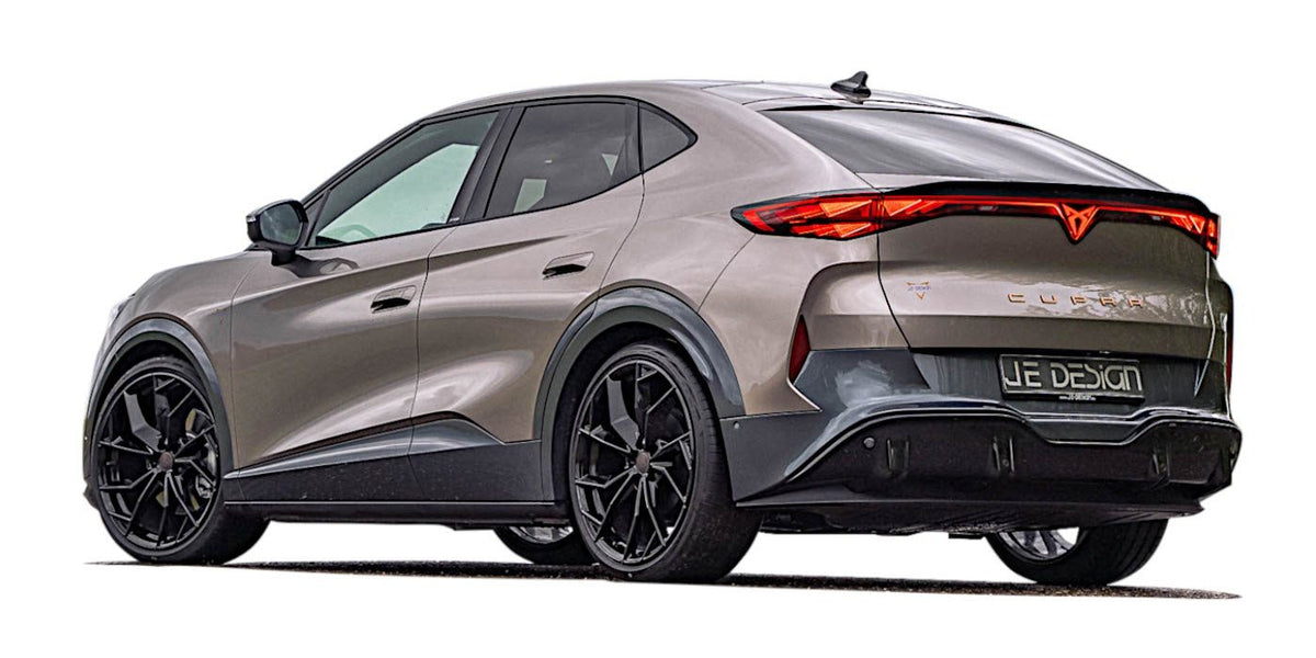 Juego de 4 ruedas completas de verano JE DESIGN Rubi negro brillo con muelles de rebaje, Cupra Tavascan VZ / 4WD