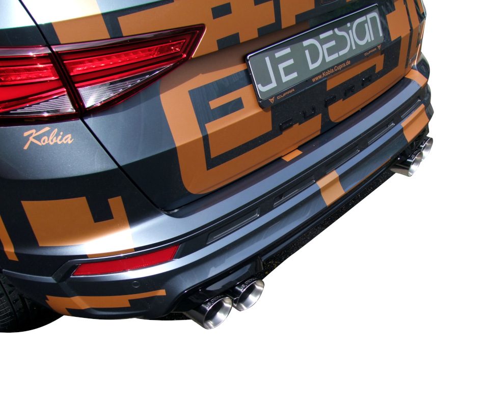 Escape con válvulas JE DESIGN Cupra Ateca 5FP 221 kW, 2 salidas redondas de 100 mm por lado, acero inoxidable