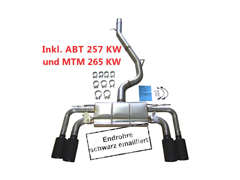 Escape con válvulas JE DESIGN Cupra Ateca 5FP hasta 265 kW, 2 salidas negras de 106 x 71 mm por lado