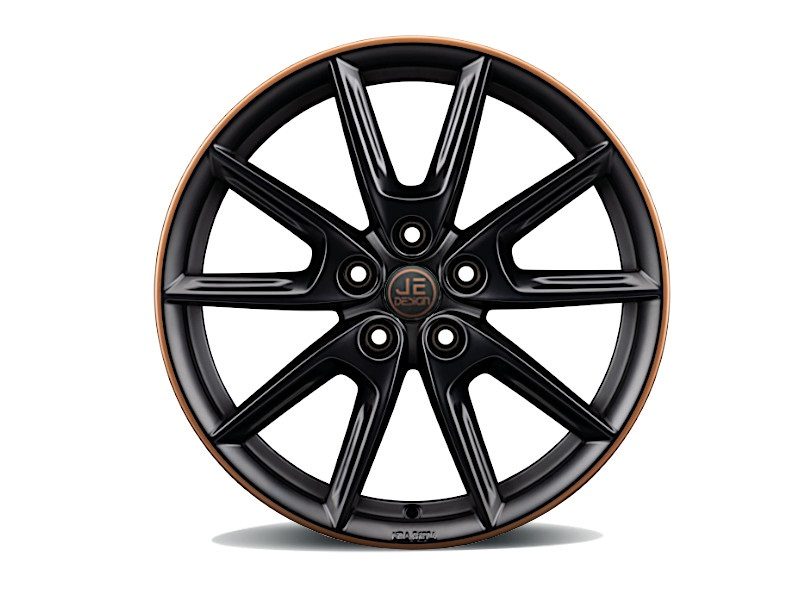 Llanta JE DESIGN Muro 8.0x18" ET44 5x112 negro mate, borde cobre