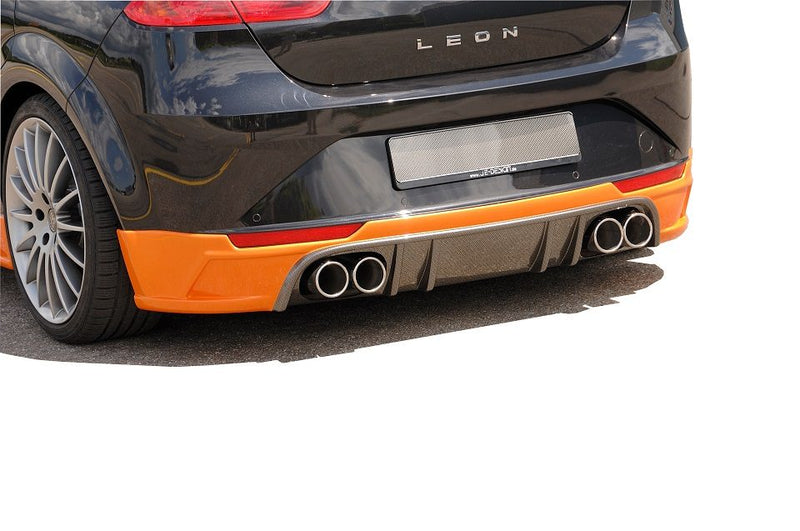 Añadido de paragolpes trasero JE DESIGN Seat Leon 1P (desde 04/2009), efecto carbono, para escape de 4 salidas