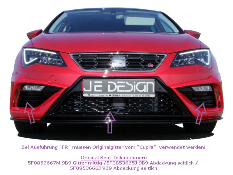 Añadido de paragolpes delantero JE DESIGN de 3 piezas Seat Leon 5F (FR desde 01/2017 / Cupra desde 02/2017)