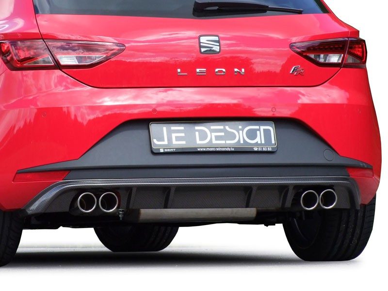 Silencioso trasero JE DESIGN inox Seat Leon 5F 132 y 135 kW, 2 salidas de 80 mm por lado (no ST)