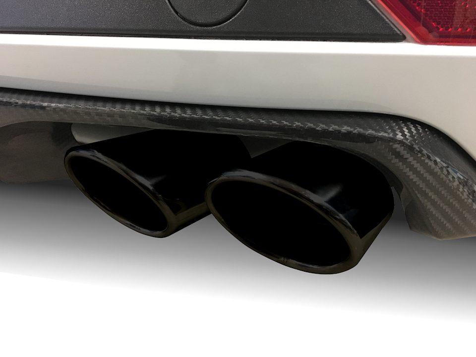 Escape con válvulas JE DESIGN Seat Leon 5F Cupra R ST, 4 salidas ovaladas negras de 106 x 71 mm (homologación CE)