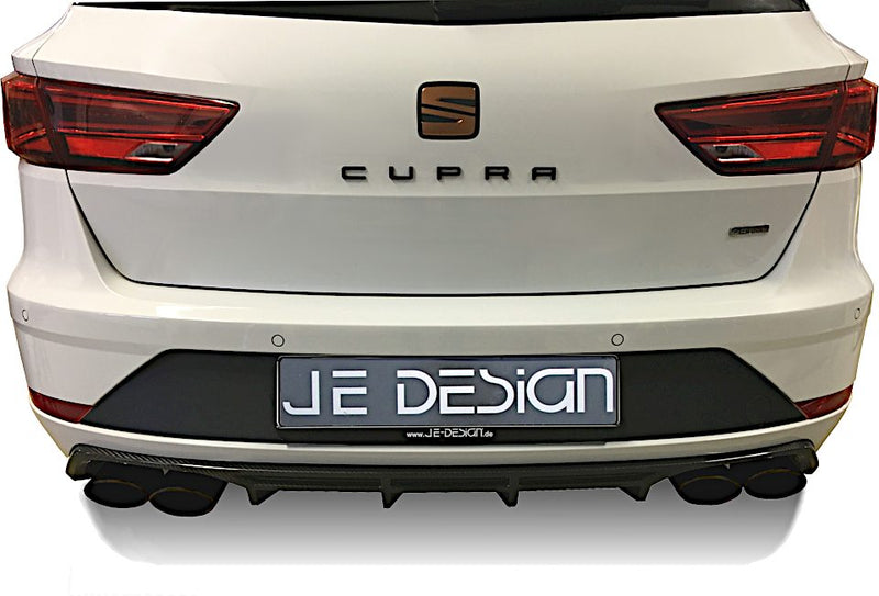 Escape con válvulas JE DESIGN Seat Leon 5F Cupra R ST, 4 salidas ovaladas negras de 106 x 71 mm (homologación CE)
