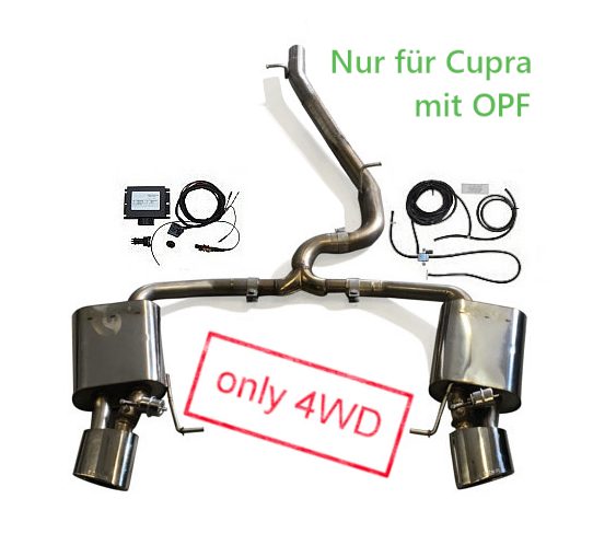 Escape con válvulas JE DESIGN Seat Leon 5F Cupra ST 4Drive OPF, salidas de 160 x 90 mm (homologación CE)