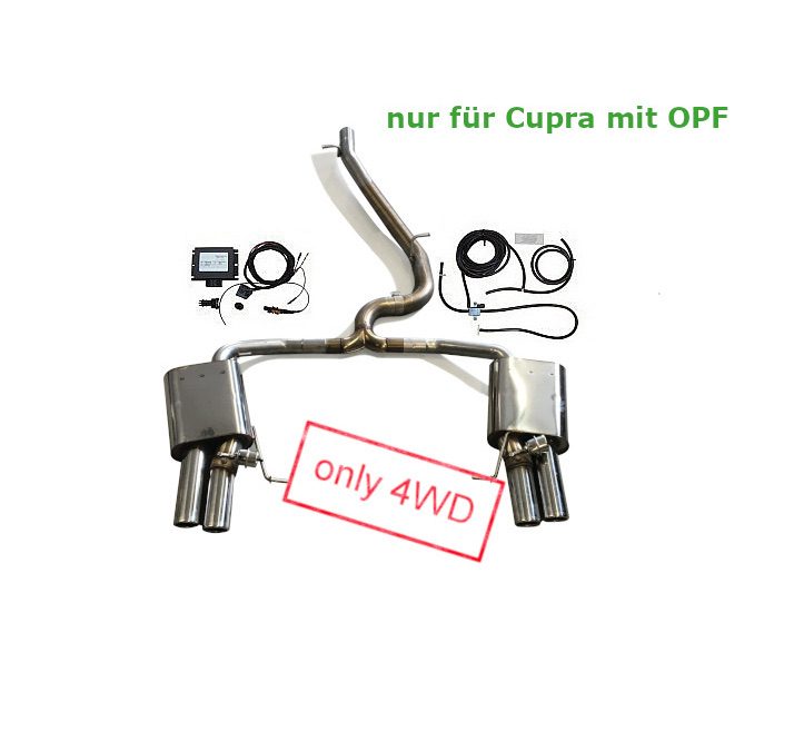 Escape con válvulas JE DESIGN Seat Leon 5F Cupra ST 4Drive OPF, 4 salidas de 80 mm (homologación CE)