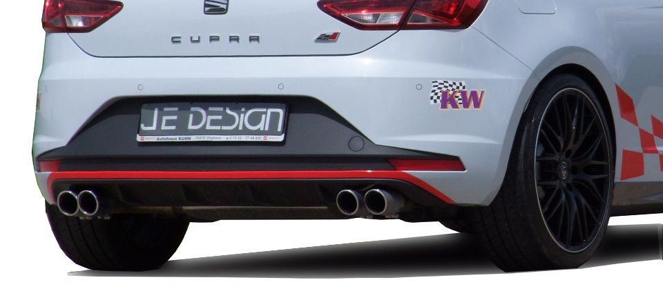 Escape con válvulas JE DESIGN Seat Leon 5F Cupra, 4 salidas de 80 mm, para faldón original (homologación CE)