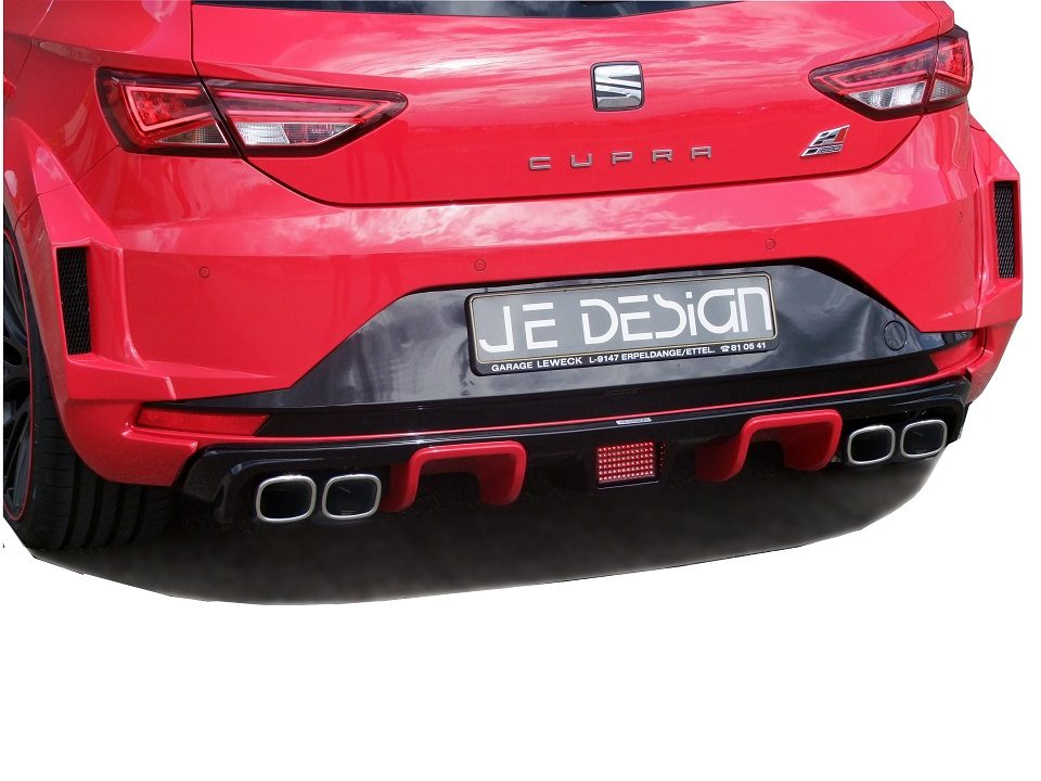 Escape con válvulas JE DESIGN Seat Leon 5F Cupra con adaptador de 4 salidas, para faldón JE5F35CU (homologación CE)