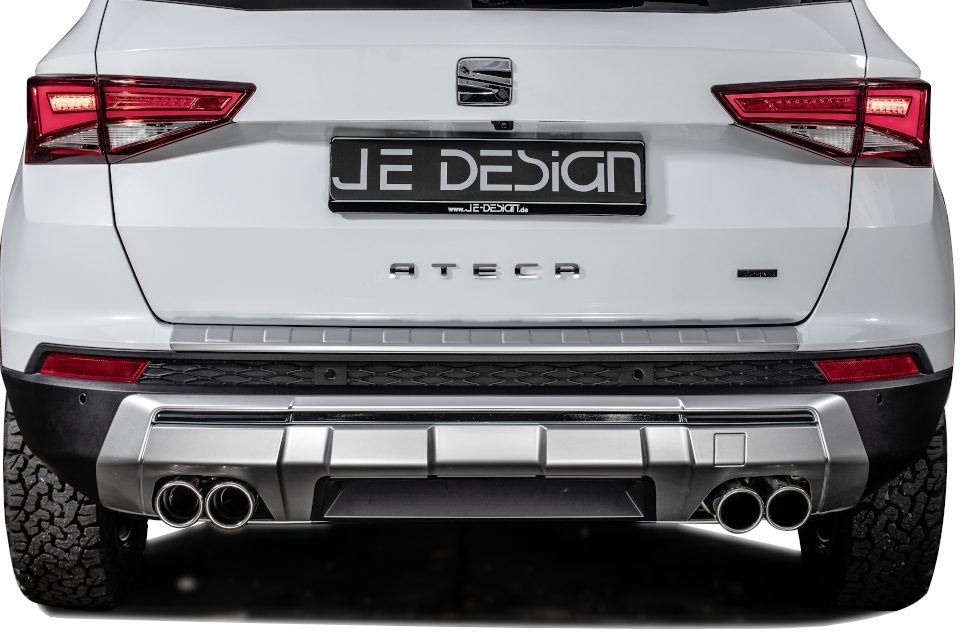 Media línea de escape JE DESIGN inox Seat Ateca 5FP 4WD 2.0 TSI 140 kW, 2 salidas de 80 mm por lado