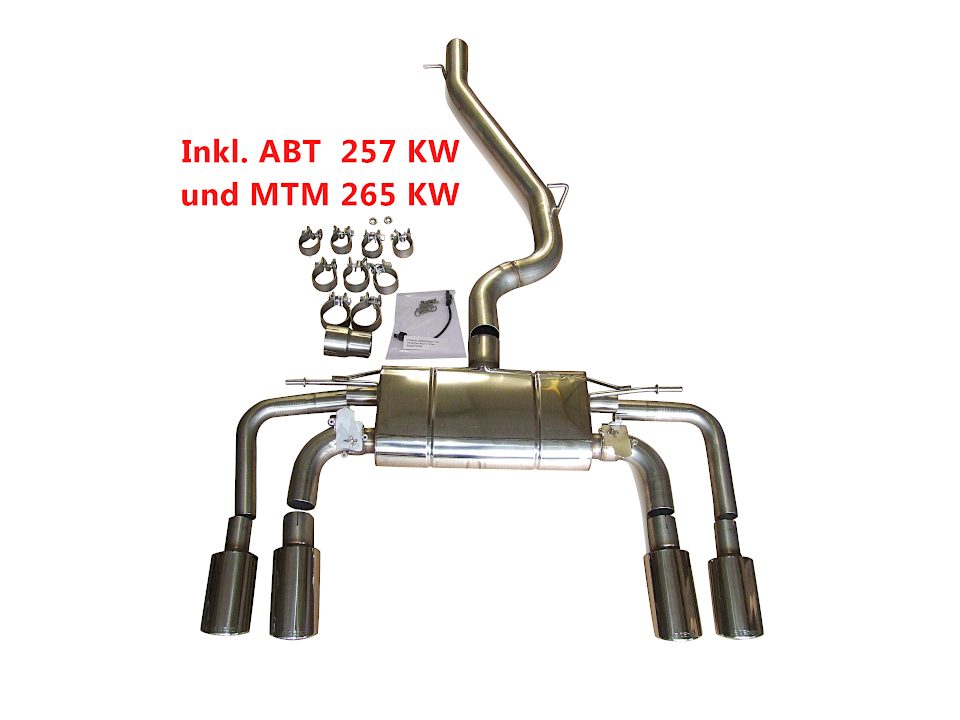 Escape con válvulas JE DESIGN Cupra Ateca 5FP hasta 265 kW, 2 salidas de 106 x 71 mm por lado