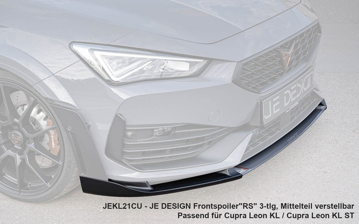Spoiler delantero JE DESIGN «RS» de 3 piezas con parte central regulable Cupra Leon KL y ST