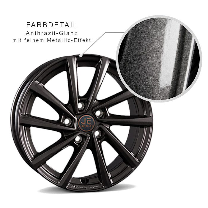 Llanta JE DESIGN Merida 7.0x18" ET43 5x112 antracita brillo metalizado
