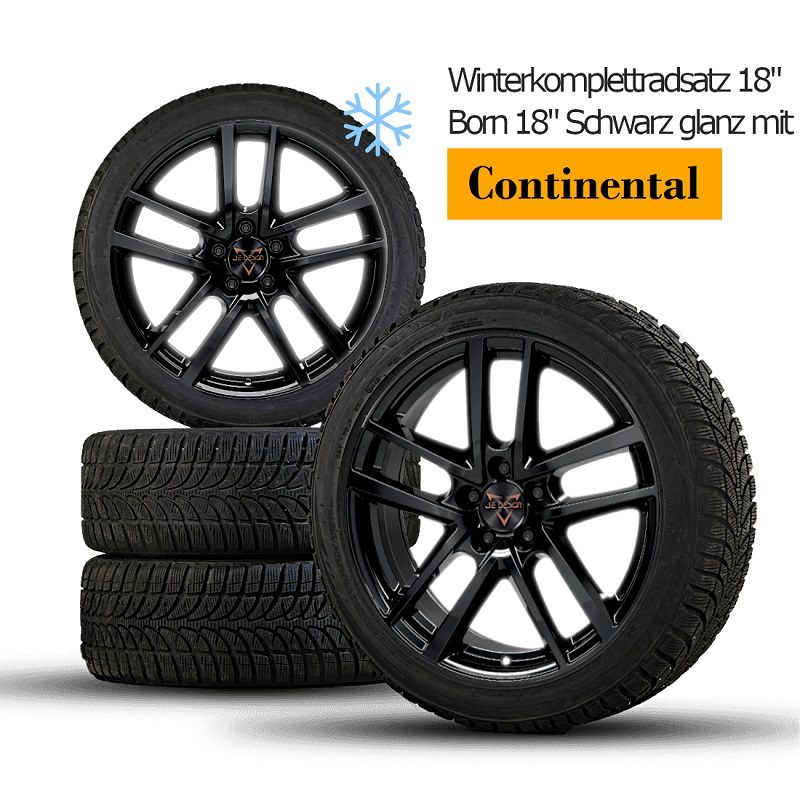 Juego de 4 ruedas completas de invierno JE DESIGN Born 18" negro con Continental, Cupra Ateca 5FP